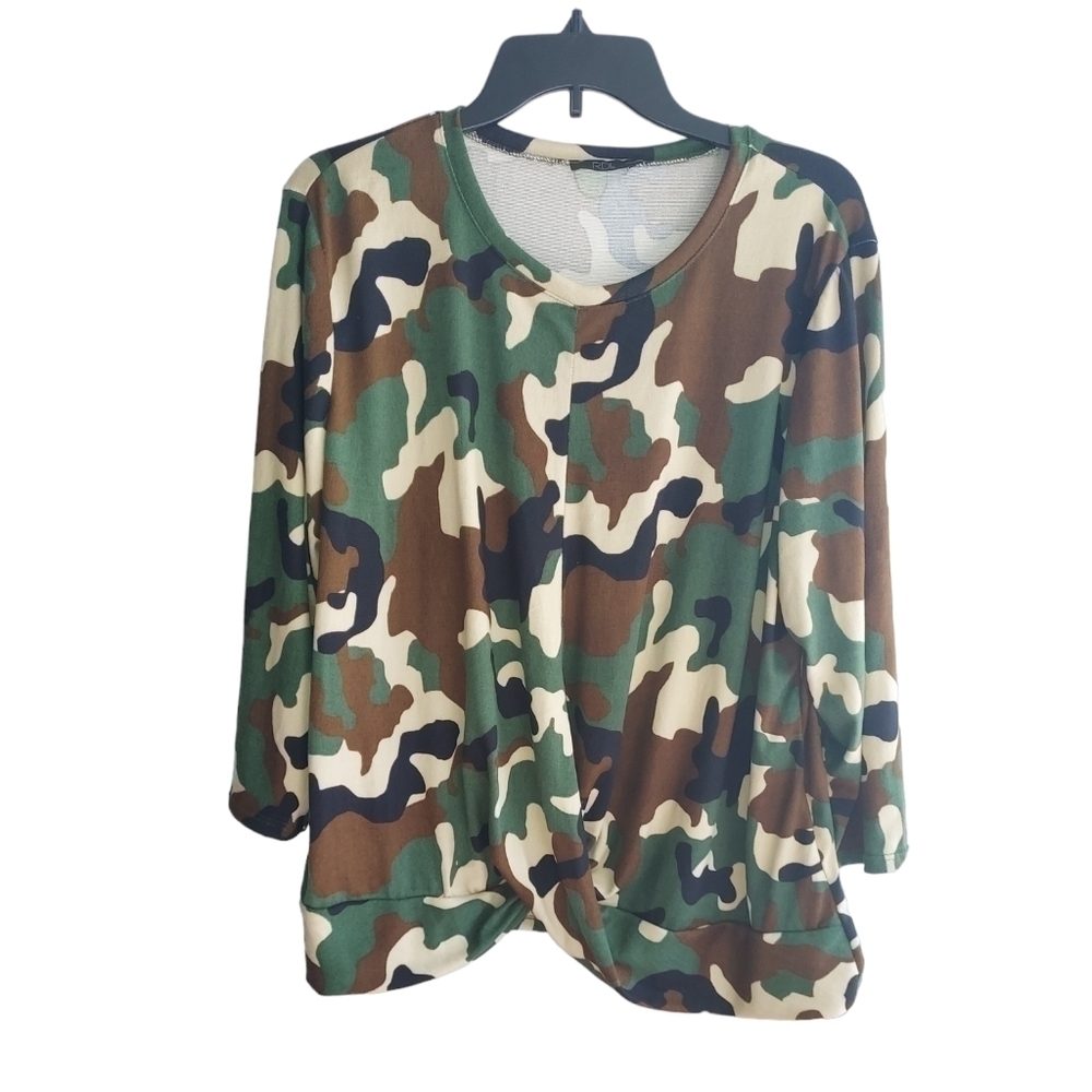 Rdi camouflage quarter sleeve sweater top